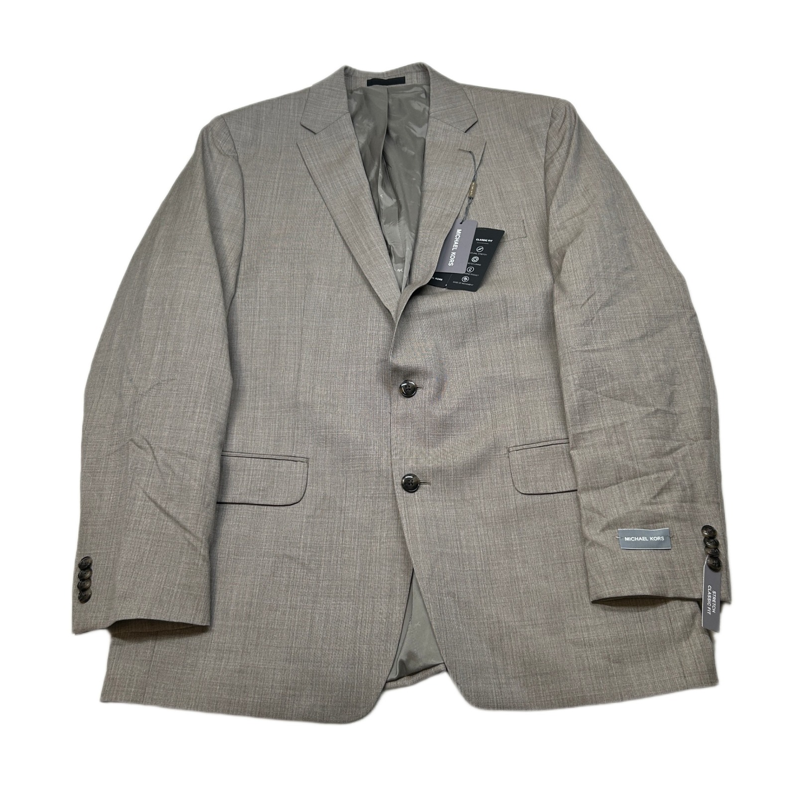 Michael Kors Kidwell Suit Jacket Mens 42l 42 Tan Classic Fit Stretch Wool $450